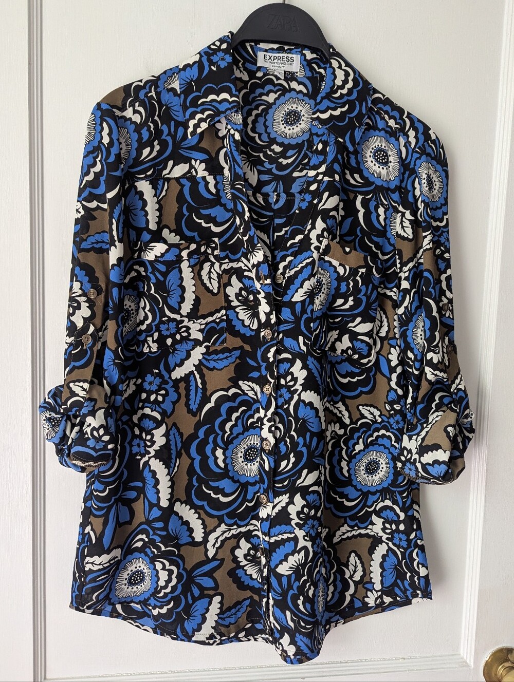 Express Portofino Floral Print Blouse Office Siren Corporate Chic Size Small - Picture 2 of 8